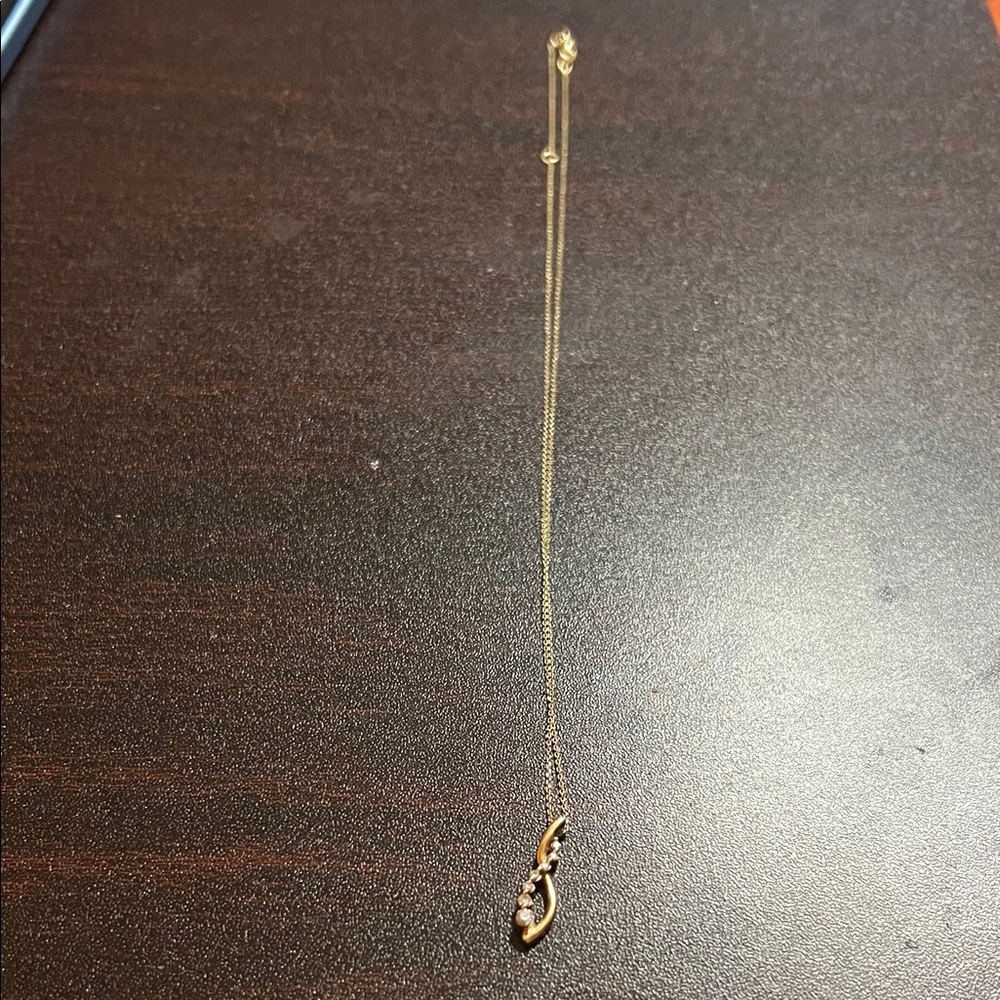 Delicate  14K Gold Teardrop Necklace with Diamond Accents
